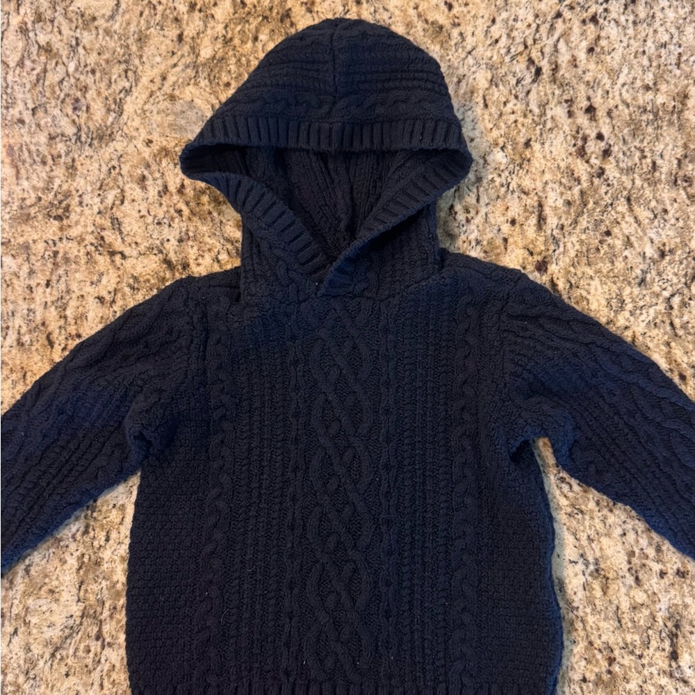 Baby Boy Navy Cable Knit Hooded Sweater